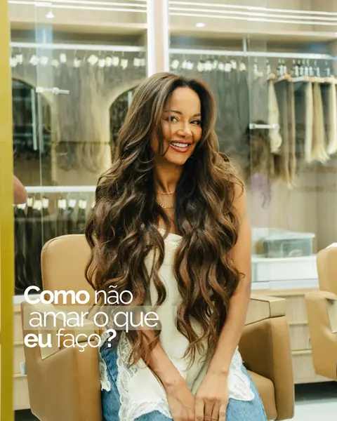 Cliente da Janny Mota Hair com cabelo longo no salão