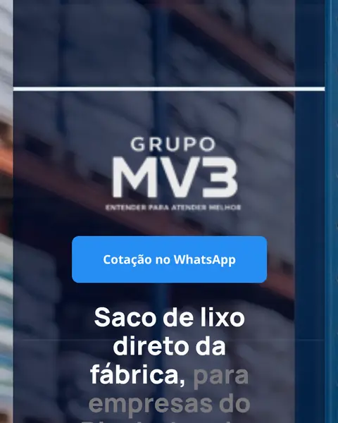 Topo da landing page do Grupo MV3 no celular