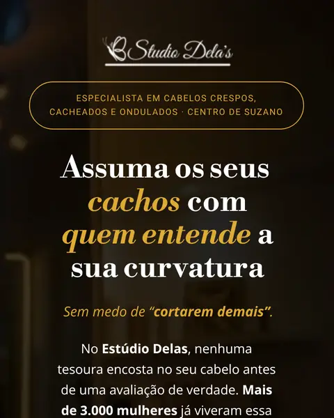 Topo do site do Studio Dela's no celular