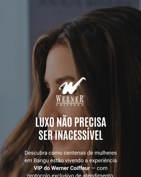 Topo da landing page do Werner Coiffeur no celular