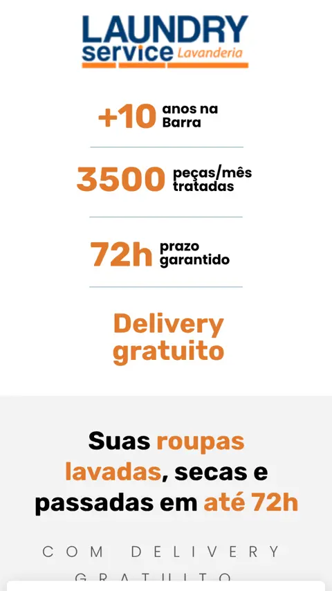 Topo da landing page de Laundry Service no celular